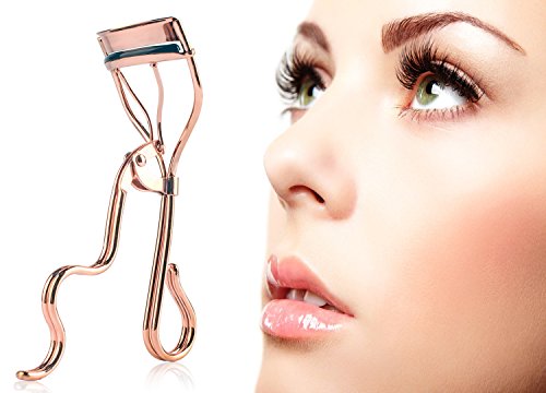 Eyelash Curler, Professional Eyelash Curler Set with 6 Replacement Silicone Refill Pads, Curl and Shape Your Eyelashes Without Pinching or Pulling (Rose gold)