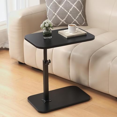 C-Shaped End Table with Adjustable Height,Sofa Tray Table Perfect for Sofa, Laptop, Snacks in Living Room, Bedroom, Bathtub, Small Spaces (Black)