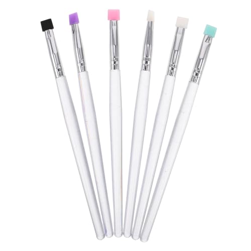 PartyKindom 6Pcs Silicone Eye Makeup Brush Flat Head Eyelash Eyebrow Tools Glitter Eyeshadow Sticks for Precise Application Soft Washable Brushes