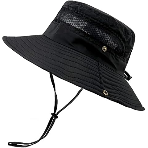 NuCamper Fishing Cap UV Sun Protection Hat UPF 50+ for Men and Women with Wide Brim Removable Neck Flap and Face Coverage…, A1-black, 7.75 Cover