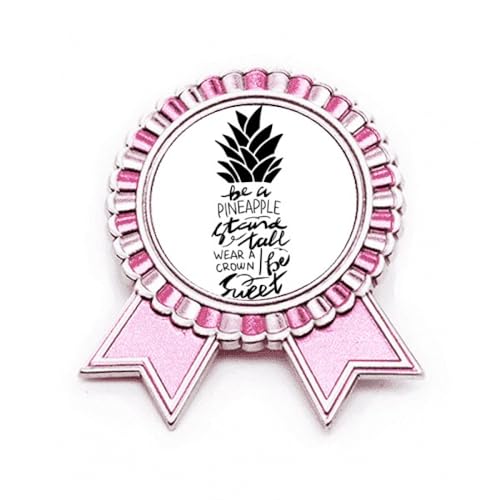 Broche rose avec citation métal taille M accessoire de mode veste