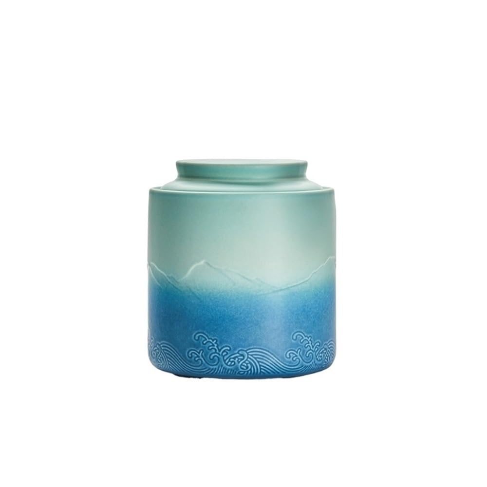 CHENGAIJIAN Tea Canister Ceramic Tea Canister Household Sealed Storage Jar For, Coffee, Sugar, Spice, Nuts(Green)