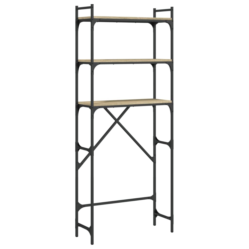 Scaffale per lavatrice, 67 x 25 x 163 cm, in rovere Sonoma, per bagno, in legno e metallo