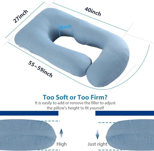 Image of Pregnancy Pillows for Sleeping, U Shaped Full Body Maternity Pillow for Pregnant Women with Removable Bean Velvet Cover, Support for Back, HIPS, Legs, Belly, 57 Inch, Grey
