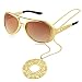 Disco Accessory Set 1 Pair 50's 60's Rock Star Gold Celebrity Sunglasses and 1 Piece Disco Necklace