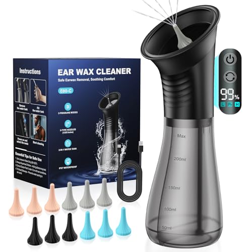 Safe Ear Wax Removal - Electric Ear Cleaner with 3 Pressure Modes Effective & Easy to Use IPX7 Automatic Powered Ear Wax Remover Home Ear Cleaning Machine