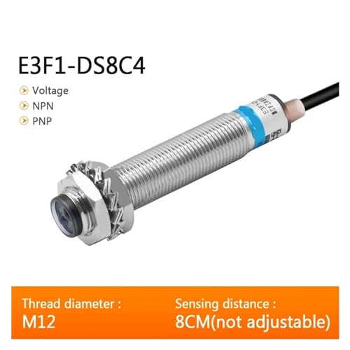Sensor fotoeléctrico E3F1-DS8C4 M12 NPN NO con detección de 8 cm CC 3