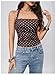 Floerns Women's Y2K Polka Dots Halter Top Ruched Sleeveless Open Back Party Club Rave Tops Brown Small