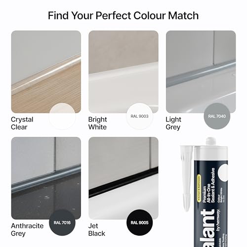 Image of Hemway Bright White Kitchen & Bathroom Sealant & Adhesive - 300ml 1 Pack | Hybrid Polymer, Superior to Silicone Caulk Sealant, Waterproof, Odorless, Paintable, Ideal for Around Bathtub Shower Kitchen