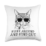 Fluff Around and Find Out Novelty by Ryan Co. Funny Meowy Fluff Around and Find Out Cat Lovers Women Throw Pillow, 18x18, Multicolor