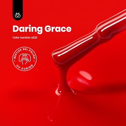 Image of Beetles Red Gel Nail Polish, 15ml Red Color Soak Off UV LED Gel Polish, Nail Art Design Daring Grace Manicure Salon DIY Home Colorful Bottle for Women