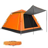 cho Pop up Tent for Camping for 5 Person Tent Large Beach Tent Portable Family Camping Light Weight Tent for Backpacking Hiking Traveling with Sun Shade (Orange)
