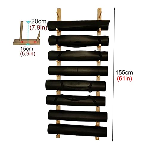 Support de tapis de yoga en bois authentique, présentoir mural robuste - 5
