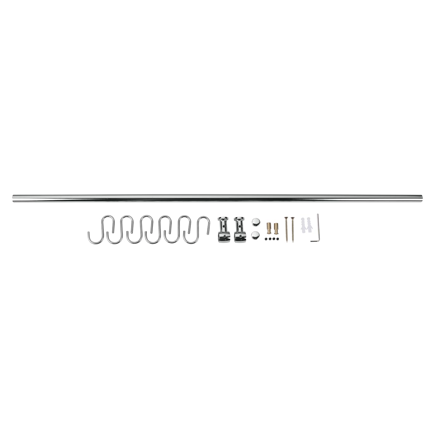 Metaltex 2399100 Barra Lonardo Cromata con 6 Ganci E Viti, Cm 80