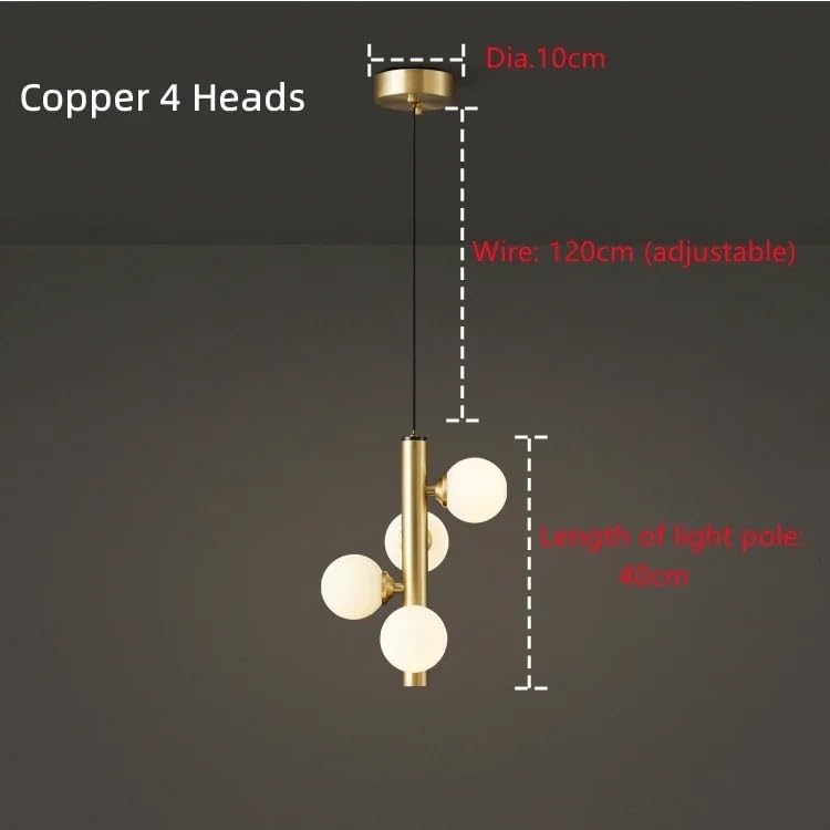 Lustre LED Moderne et épuré, Style Nordique, escalier en colimaçon, éclairage idéal pour Salle à Manger, îlot Central ou Chevet (cuivre, 9 têtes, lumière Chaude).