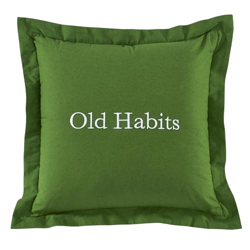 kate spade new york Old Habits, New Tricks Reversible Decorative Pillow for Bed or Sofa, Cotton and Linen Cover Throw Pillow, 18 x 18, Green