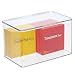 mDesign Plastic Stackable Box Home, Office Supplies Storage Organizer Box with Attached Lid - Holder Container for Note Pads, Gel Pens, Staples, Dry Erase Markers, Tape - 6.5 Inches High - Clear
