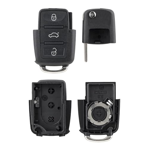 Miniatura 2 de Autozoco Carcasa Mando Llave Coche 3 Botones,Carcasa Llave Mando Coche,Compatible Con Volkswagen Bora,Beetle,Golf,Polo,Touareg,Skoda,Botones De Abrir,Cerrar Y Maletero,Con Zócalo De Pila