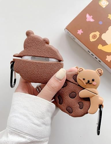 Image of Meyaar Silicone Case for Apple Airpods Pro 3 (2025) Cute Design for Airpods Pro 3 with Keychain Shockproof Protective Case Cover (Cookies (Brown))