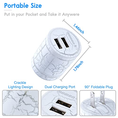 USB Wall Charger 2pcs with Blue LED Night Light, 5V/2.1A USB Power Adapter for iPhone 15 14 13 12 Pro Max Mini SE 11 11Pro XS XR X 8 Plus, Samsung Galaxy, Moto, Wall Charger