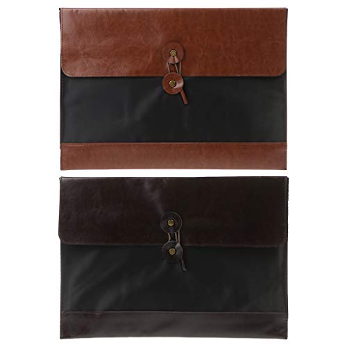 7haofang Retrô masculino e feminino de couro, pasta de arquivos, organizador de documentos, bolsa de