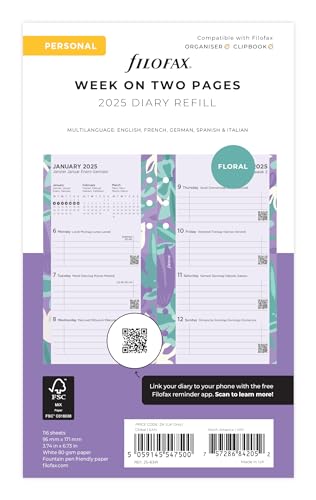 Agenda 2025 semainier à motif floral sur deux pages au bureau ou à la maison