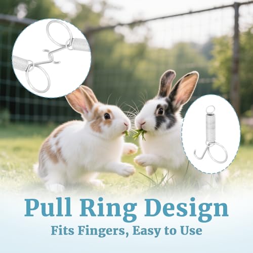 Image of 40 Pack Multi-Functional Metal Finger Spring Latch Hook for Rabbit Cage Door Dog Crate Lock Cat Door Latch for Fixing Small Animal, Rabbit, Dog, Parrot, Guinea Pig,Squirrel