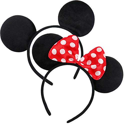 NODG 2 Pieces Mouse Ears Headbands Sequin Hair Band for Girls Women Boys Party, 2 Pieces
