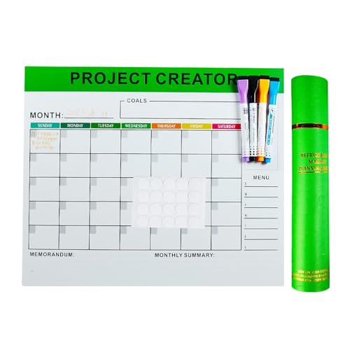 Pianificatore cancellabile a secco per frigorifero, cancellabile e riutilizzabile | Tabella di pianificazione del lavoro familiare, per routine familiare organizzazione, cucina pianificazione