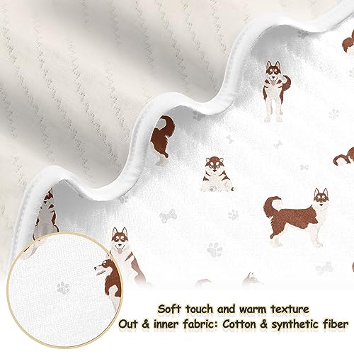 Image of Swaddle Blanket for Siberian Husky Dogs Baby Receiving Blanket Muslin Baby Swaddles Soft Cotton Breathable Nursery Blankets for Unisex Boys and Girls 30x40 Inch