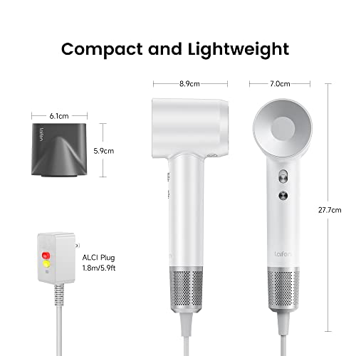 Laifen Hair Dryer, Negative Ionic Blow Dryer With 110, 000 Rpm Brushless Motor For Fast Drying, High-Speed Low Noise Thermo-Control Hairdryer With Magnetic Nozzle, For Home, Travel(Pearl White) #TOP1