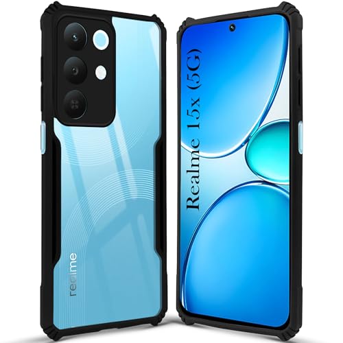 Image of Jkobi Hybrid Back Cover Case for Realme 15X (Shockproof with Polycarbonate Clear Panel | Professional Black)