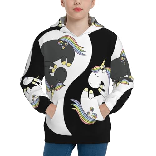 Unicorn in Yoga Kid Hoodies Boys Sweatshirts Girls Pullover with Pocket