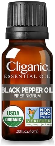 Cliganic Organic Black Pepper Essential Oil, 100% Pure Natural for Aromatherapy | Non-GMO Verified