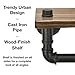 Industrial Toilet Paper Holder with Rustic Wooden Shelf and Cast Iron Pipe