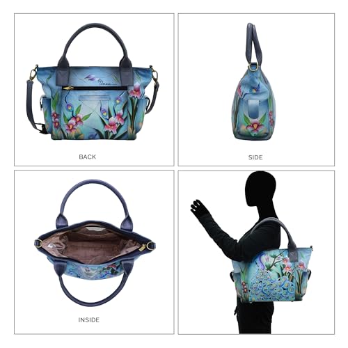 Image of Anna by Anuschka Women's Genuine Leather Large Tote Bag - Zip-Top Organizer with Outside Side Pockets