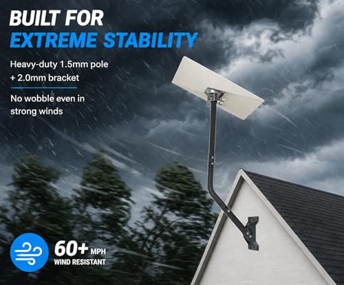 Image of CEKAY Starlink Gen 3 Mounting Kit with 51 inch Pole & Pipe Adapter - Heavy-Duty Adjustable J-Pole Mast for Wall, Eave or Roof, Compatible with Starlink Standard 4 X Dish