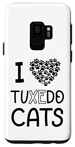 I Love Tuxedo Cats Cat Lover Paw Print Heart Case