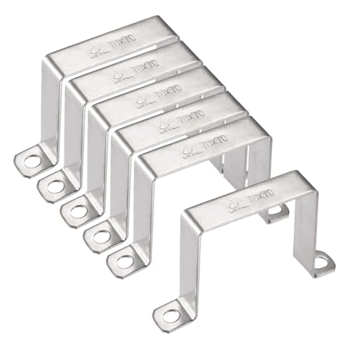 Image of TA-VIGOR 6Pcs U Shaped Connector Bracket, 70mm x 70mm Stainless Steel Bracket Stainless Steel Pipe Clamp, Heavy Duty Conduit Clamps for Door Closed Bar Holder Strut, Pipe Tube Wire Fixing