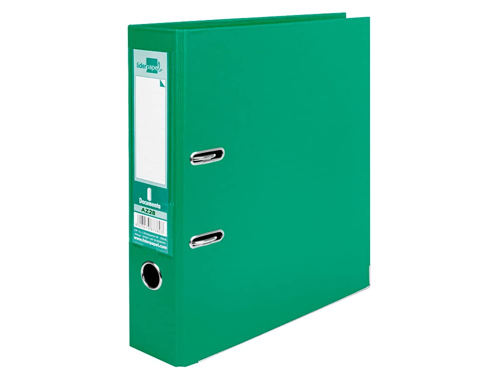 Classeur Levier Liderpapel Documenta Vert en Carton Rembordé PVC 75 mm