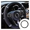 JOYCOURT Bling Soft Leather Steering Wheel Cover, 15 Inch Colorful Rhinestones Auto Elastic Protector with Crystal Diamond for Women Girls, Car Accessories for Most Cars, SUVs (Black)