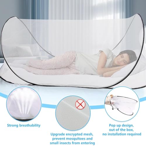 Image of 2 Pcs 78 * 31 * 23 Inch Large Pop Up Mosquito Net, Portable Foldable Mesh Tent, Breathable Lightweight Mosquito Net Tent for Bed Camping Travel Patio
