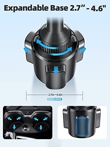 TOPGO Cup Phone Holder for Car, [Upgraded Telescopic Arm & Firmly Stable] Cup Phone Mount for iPhone 17 and More Smartphone - Black - Image 6