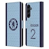 Head Case Designs Officially Licensed Chelsea Football Club Antonio Rüdiger 2020/21 Players Away Kit Group 1 Leather Flip Case Compatible with Samsung Galaxy A35 5G