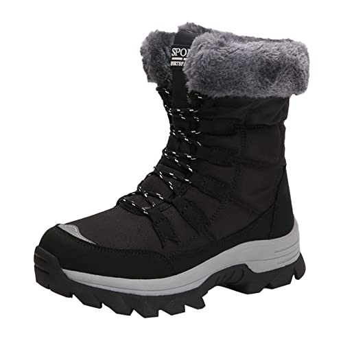 Preisvergleich Produktbild Yowablo Damen Stiefeletten Worker Boots Rutschfester, wasserdichter, warmhaltender Stiefeletten-Freizeitschuh mit Schnürung (40 EU,Schwarz)