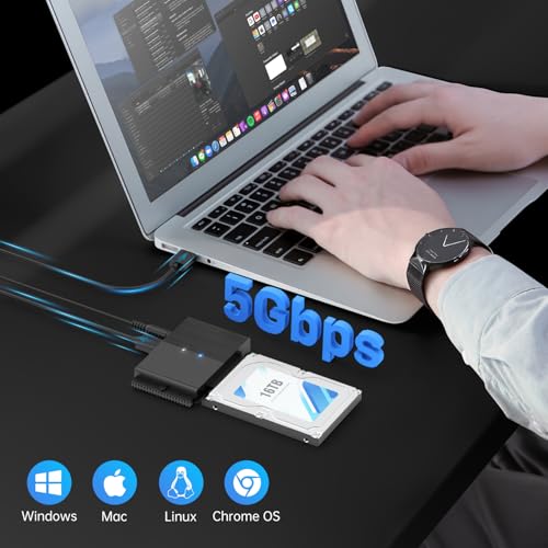 FIDECO Adaptador Lector Discos Duros USB 3.0 para 2,5'' y 3,5'' IDE y SATA HDD/SSD, CD-ROM, CD-RW, DVD-RW, Soporta 16TB MAX, Incluye Adaptador de Corriente 12V 2A - imagen 3