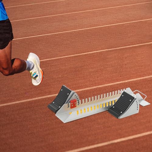 KJNHhugH Track and Field Starting Block, 6 Angle Adjustable Athletics Starting Block Aluminum Sprinter Pedal, for Plastic Runway Cinder Track Indoor Outdoor (Yellow)