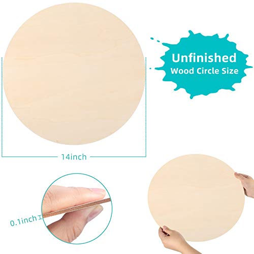 14 Inch Round Wood Circles Unfinished Round Wood Cutouts For Christmas Crafts Decor Making, Pyrography, Door Hanger Painting, Wood Burning (12 Pieces) #TOP1