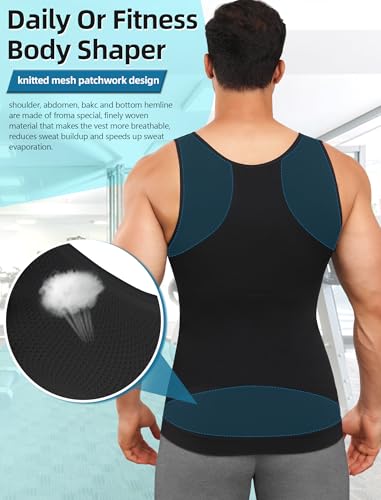 MISS MOLY 2 Pack Gynomastica Compression Shirts for Men Tummy Control U Neck Sleeveless Slimming Vest Tank Top Shapewear4
