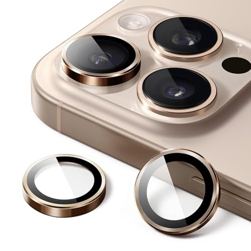 Image of inchCamera Lens Protection Ring Compatible with iPhone 16 Pro / iPhone 16 Pro Max, Aluminum Alloy Scratch Resistant Camera Guard, Ultra-Thin Metal Ring Cover, Anti-Fingerprint, Case Friendly inch Desert Titanium